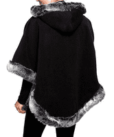 Girls Teens Black Faux Cashmere Hooded Cape K1334